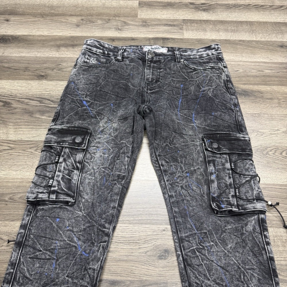 Denim I City Jeans Mens Size 34x30 Distressed Paint Splatter Cargo Jeans - Picture 4 of 13